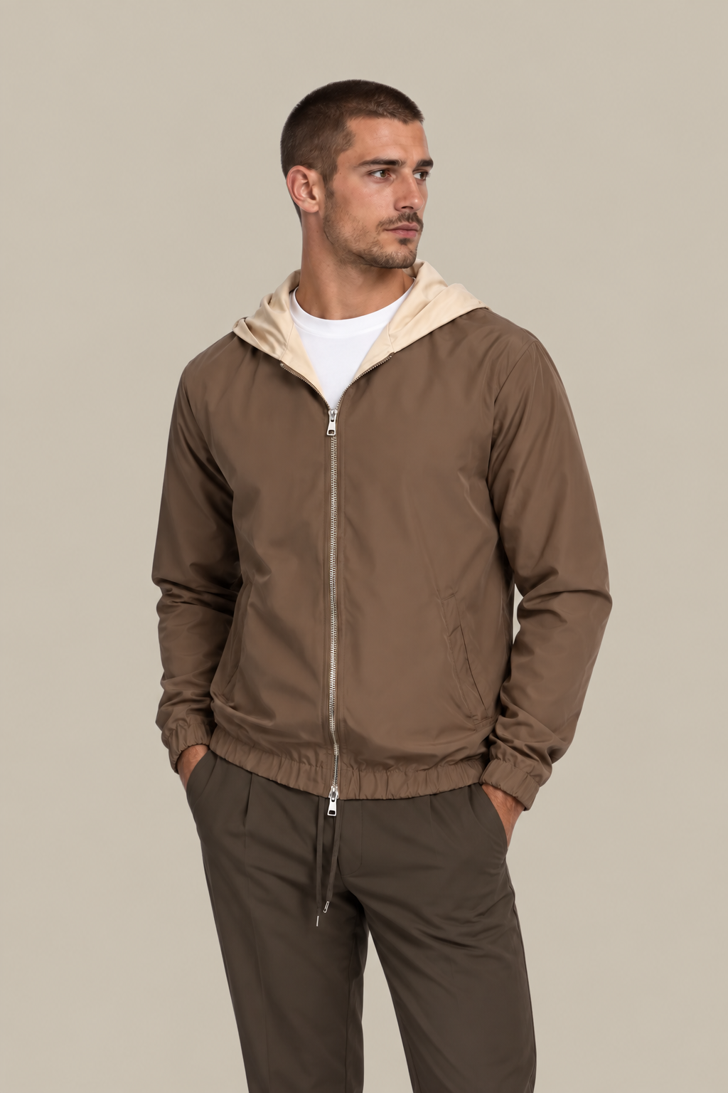 Hooded Blend Jacket | Desert Taupe
